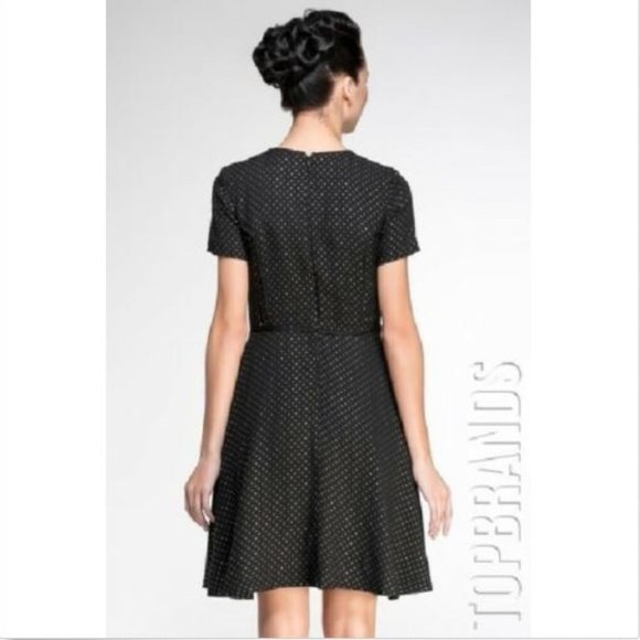 Marchesa Voyage Dot Beaded Fit & Flare Dress 10 - Picture 3 of 7